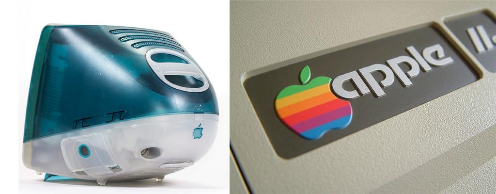 imac apple logo and old rainbow apple logo